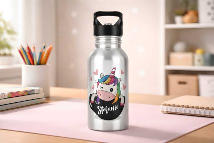 Kinder Trinkflasche Einhorn personalisiert – Edelstahl 400–600 ml