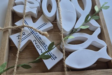 Tischdeko für die Konfirmation,  Kommunion oder Taufe