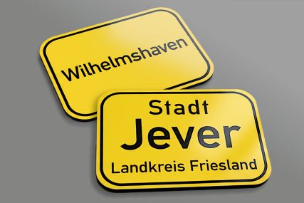 Kühlschrankmagnete Ortsschild Jever und Wilhelmshaven