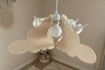 Kinderzimmerlampe aus Holz | Wolke
