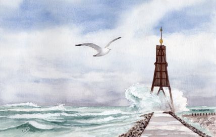 Aquarell Brettchen Frühstücksbrettchen Bake Cuxhaven CUX17