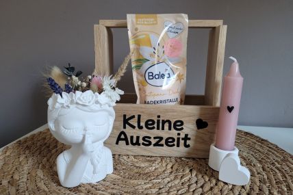 Geschenkkorb, Holzkorb, Kleine Auszeit