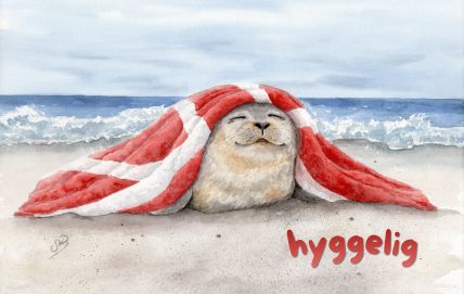 Aquarell Brettchen Frühstücksbrettchen Seehund Decke Dänemark Hyggelig Hygge Robbe