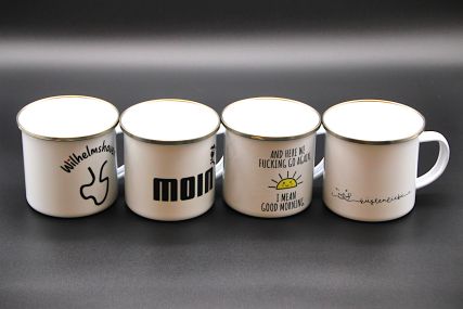 Emaille-Retro-Metallbecher mit Motiv