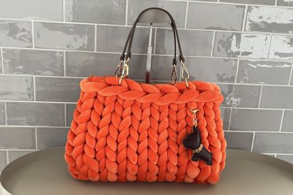 Strickbag Orange Samt
