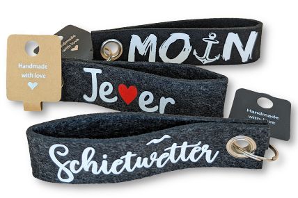 Filz-Schlüsselanhänger mit verschiedenen Motiven