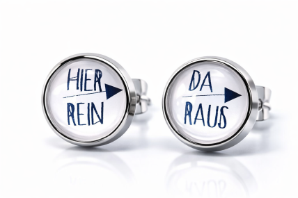 Edelstahl Ohrstecker Hier rein da raus