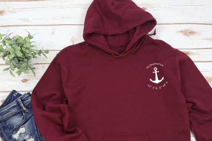 Hoodie "Heimathafen" mit Koordinaten