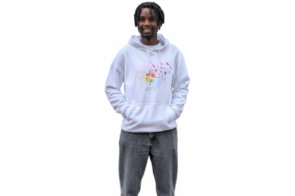 Hoodie „Kompass mit Zugvögeln“ – Farbe Weiß