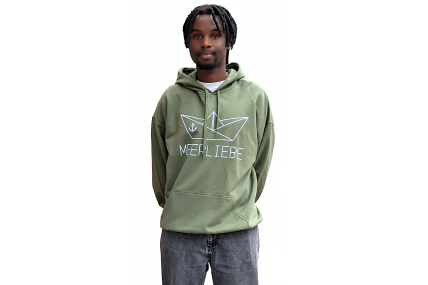 Hoodie „Meerliebe“ - Farbe Olivgrün - Druck Weiß