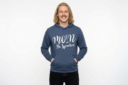 Hoodie „Moin Ihr Spacken“ - Farbe Dunkelblau - Druck Weiß