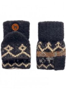 Halbfinger Handschuhe Natur-Schwarz für Kinder 3-6J