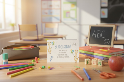 Postkarte: "Schoolkind!"