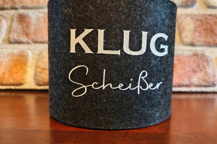 Toilettenpapier Banderole aus Filz perfektes kleines Geschenk für alle mit Humor!  "Klug Scheißer"