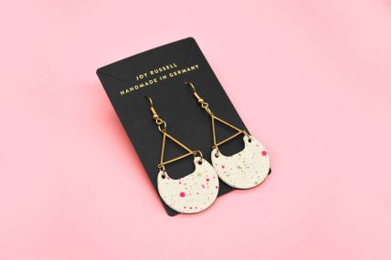 Leder Ohrringe „Halfmoon“ 18k vergoldet