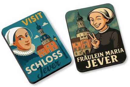Kühlschrankmagnete "Visit Schloss Jever" und "Fräulein Maria Jever"