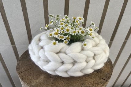 Kleiner Dekokranz aus Merinowolle Offwhite
