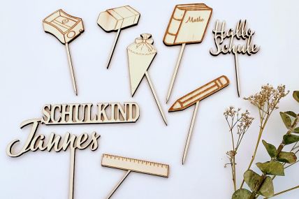 Einschulung- Caketopper- Einschulung 8er Set mit Personalisierung
