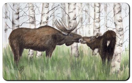 Aquarell Brettchen Frühstücksbrettchen Schweden Elch knutschende Elche