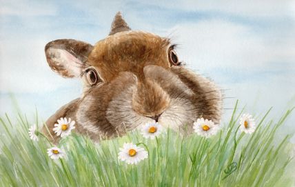 Aquarell Brettchen Frühstücksbrettchen Hase Osterhase Häschen Kaninchen Ostern