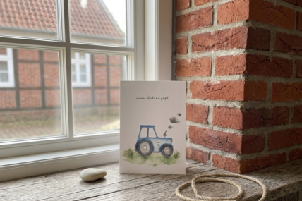 Postkarte "Blauer Trecker" – Mooi, dat di gifft!