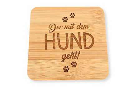 Bambus-Untersetzer "Der mit dem Hund geht"