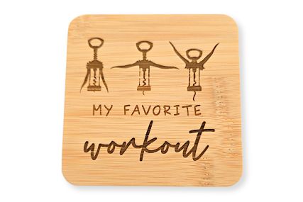 Bambus-Untersetzer "My Favorite Workout"