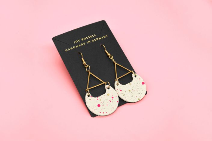 Leder Ohrringe „Halfmoon“ 18k vergoldet