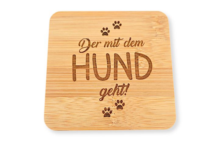 Bambus-Untersetzer "Der mit dem Hund geht"