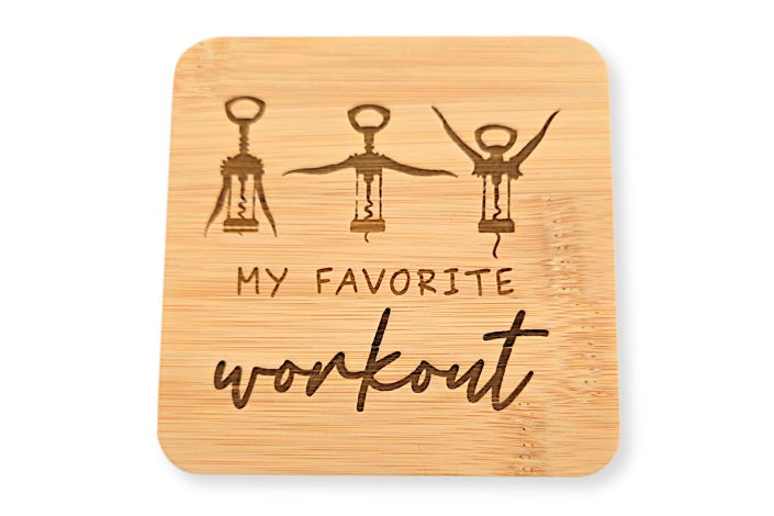 Bambus-Untersetzer "My Favorite Workout"