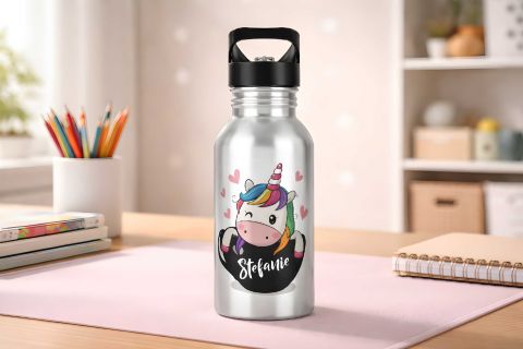 Kinder Trinkflasche Einhorn personalisiert – Edelstahl 400–600 ml