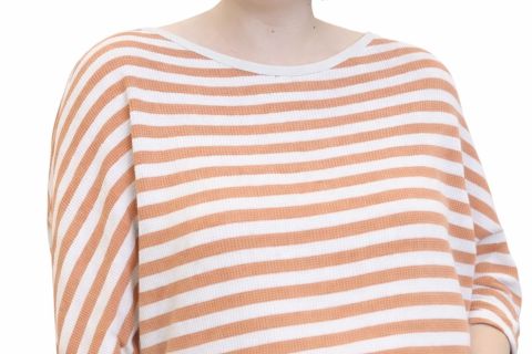 Leichter Strick mit Streifen in Rostbraun/Beige