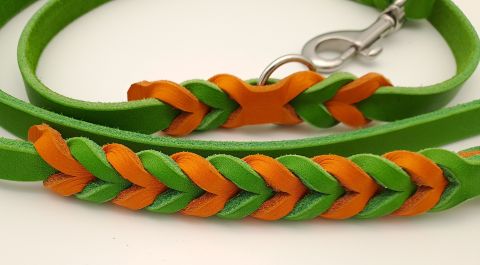 Fettlederleine grasgrün-orange