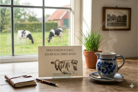 Postkarte: "Dien Mors blievt jümmers achtern!