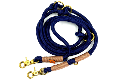 Hundeleine blau/gold - large