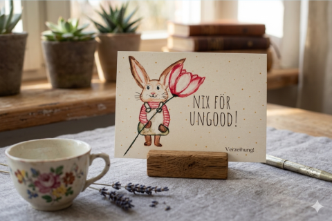 Postkarte: „Nix für ungood!“ – Ein charmanter kleiner Friedensgruß