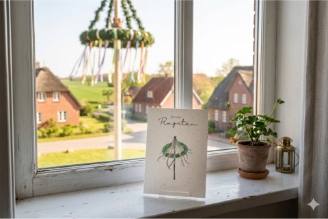 Postkarte: "fein Pingsten"