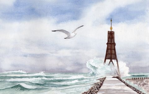 Aquarell Brettchen Frühstücksbrettchen Bake Cuxhaven CUX17