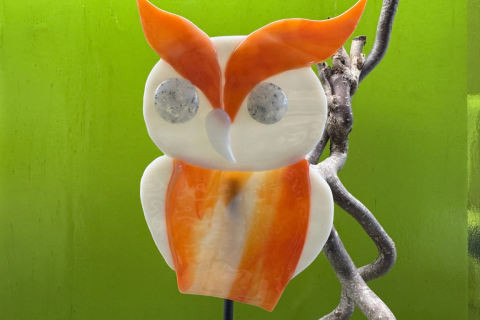 Eule Orange/Weiß