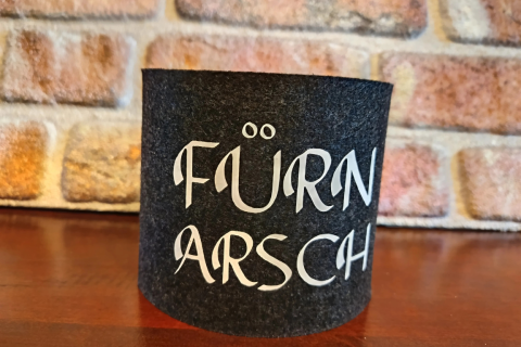 Toilettenpapier Banderole aus Filz perfektes kleines Geschenk mit Humor! "Für´n Arsch"