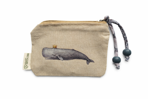Kleine beigefarbene Tasche aus recycleter Baumwolle mit Wiebke Wal