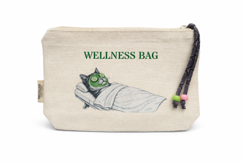 Kulturtasche Wellness Bag mit "entspannter" Katze