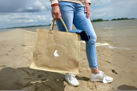 Große Strandtasche aus Jute - Küstenkind
