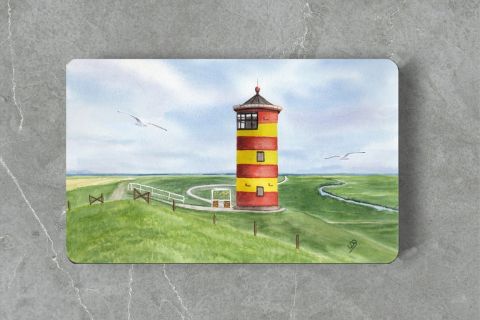 Aquarell Brettchen Frühstücksbrettchen Leuchtturm Pilsum Greetsiel Nordsee OFL6