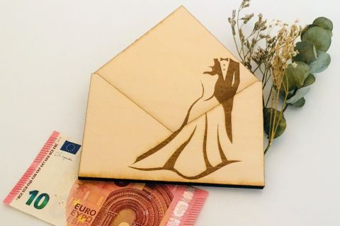 Hochzeit- Großer Briefumschlag für Geldgeschenke zur Hochzeit- Zeichnung