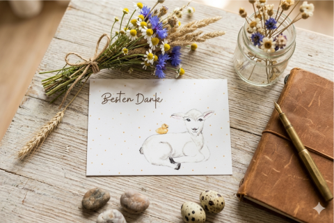 Postkarte: "Besten Dank"