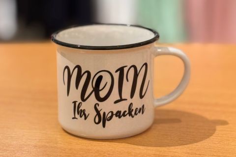 Keramiktasse „Moin ihr Spacken“