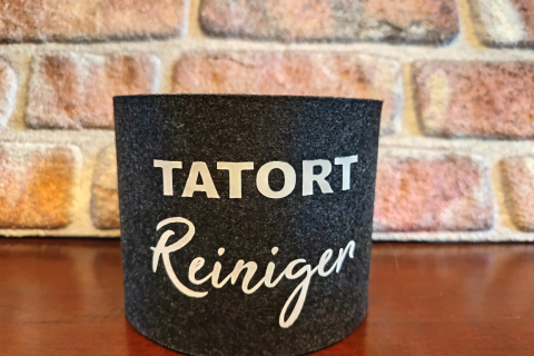 Toilettenpapier Banderole aus Filz perfektes kleines Geschenk für alle mit Humor! "Tatort Reiniger"
